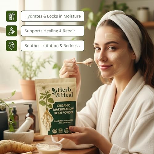Polvo Orgánico de Raíz de Malvavisco Herb & Heal | Althaea Officinalis | Raíz Secada para Té, Cabello y Piel, Remedios Caseros, Soporte Digestivo y - imagen 3