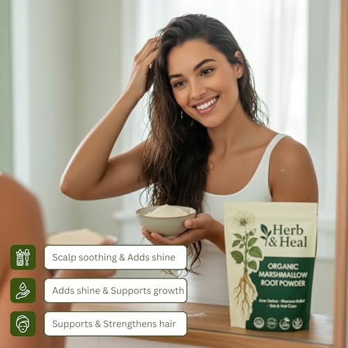 Polvo Orgánico de Raíz de Malvavisco Herb & Heal | Althaea Officinalis | Raíz Secada para Té, Cabello y Piel, Remedios Caseros, Soporte Digestivo y - imagen 4