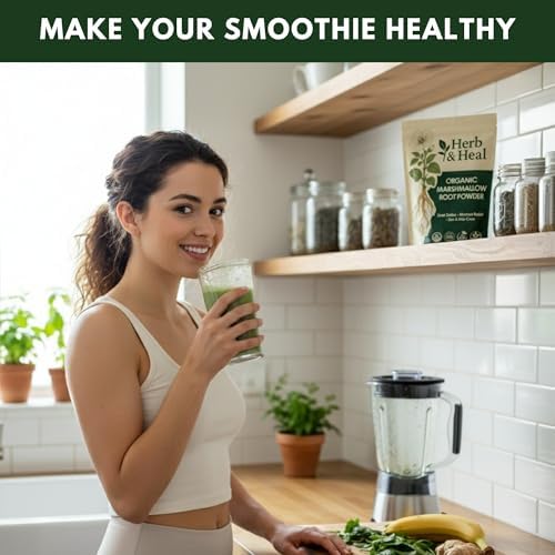Polvo Orgánico de Raíz de Malvavisco Herb & Heal | Althaea Officinalis | Raíz Secada para Té, Cabello y Piel, Remedios Caseros, Soporte Digestivo y - imagen 6