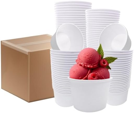 Tazas de Papel para Helado Homelance de 300 Piezas, Desechables de 8 Oz, Perfectas para Sundae y Postres - imagen 1
