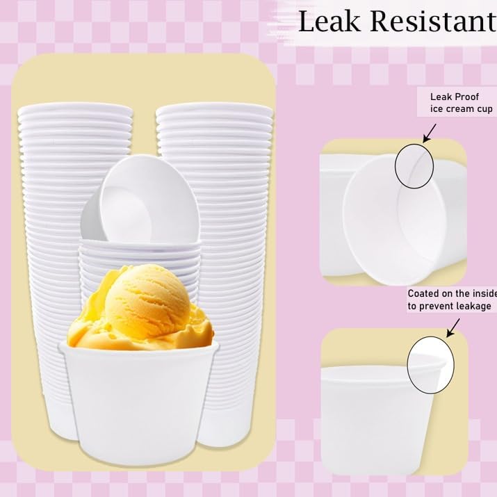 Tazas de Papel para Helado Homelance de 300 Piezas, Desechables de 8 Oz, Perfectas para Sundae y Postres - imagen 4
