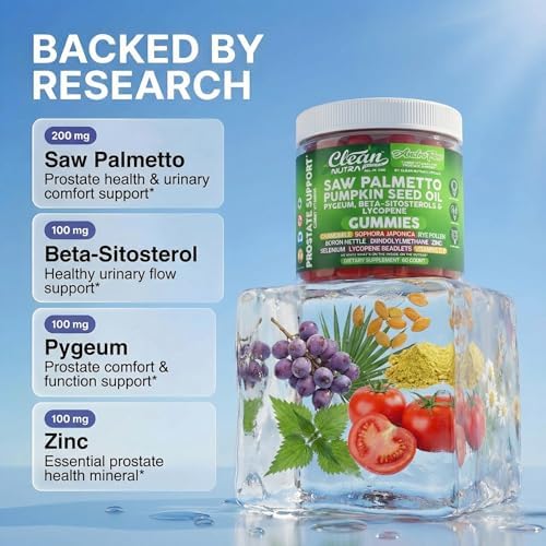 Suplementos de Salud Prostática para Hombres AndroFlow con Aceite de Palma Enana y Semilla de Calabaza, 60 Gomas de Clean Nutra - imagen 3