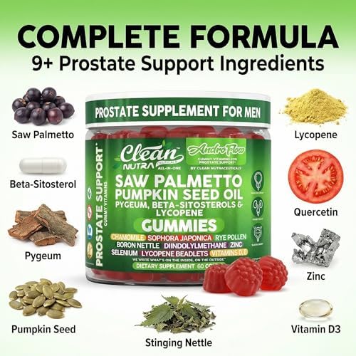 Suplementos de Salud Prostática para Hombres AndroFlow con Aceite de Palma Enana y Semilla de Calabaza, 60 Gomas de Clean Nutra - imagen 4