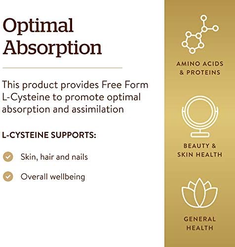 Solgar L-Cisteína 500 mg, 90 Cápsulas Vegetales - Aminoácido Libre - Soporte de Queratina para Piel, Cabello y Uñas - Apoyo a Glutatión - Vegano, Sin - imagen 4