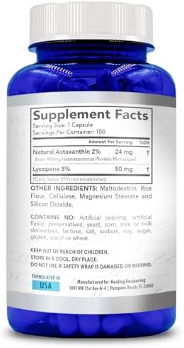 Suplemento de Astaxantina y Licopeno | 50mg de Licopeno y 24mg de Astaxantina para Cuidado de la Piel, Visión y Salud Cardiaca | Vegano y No - imagen 3