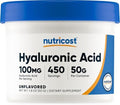 Polvo de Ácido Hialurónico Nutricost 50 Gramos - Soluble en Agua, Fino, Libre de Gluten, No OGM - imagen 1
