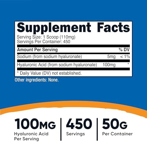 Polvo de Ácido Hialurónico Nutricost 50 Gramos - Soluble en Agua, Fino, Libre de Gluten, No OGM - imagen 2