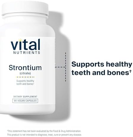 Suplementos Veganos de Citrato de Estroncio Vital Nutrients - 227mg para Huesos y Dientes Saludables - Sin Gluten, Lácteos ni Soja - No OGM - 90 - imagen 4