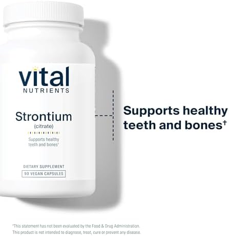 Suplementos Veganos de Citrato de Estroncio Vital Nutrients - 227mg para Huesos y Dientes Saludables - Sin Gluten, Lácteos ni Soja - No OGM - 90 - imagen 5