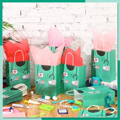 Bolsas de Regalo para Enfermeras Nezyo de 30 Piezas con 30 Papeles de Regalo, Regalos de Apreciación para la Semana de Enfermería (Verde) - imagen 4