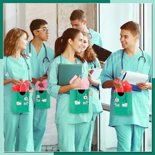 Bolsas de Regalo para Enfermeras Nezyo de 30 Piezas con 30 Papeles de Regalo, Regalos de Apreciación para la Semana de Enfermería (Verde) - imagen 7