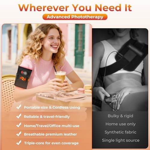Terapia de Luz Roja para el Cuerpo, Almohadilla Portátil Recargable 2000mAh, Luz Infrarroja 660&850nm para Espalda, Cintura, Hombros y Rodillas, - imagen 4