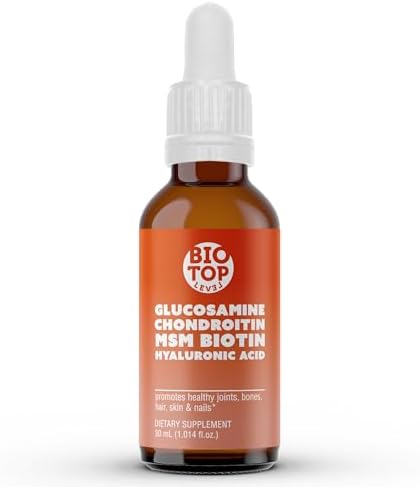 BIOTOPLEVEL Glucosamina Líquida, Condroitina, MSM, Biotina y Ácido Hialurónico - Fórmula Todo en Uno para la Salud de Articulaciones, Huesos, - imagen 1