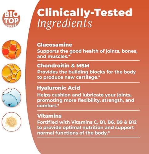 BIOTOPLEVEL Glucosamina Líquida, Condroitina, MSM, Biotina y Ácido Hialurónico - Fórmula Todo en Uno para la Salud de Articulaciones, Huesos, - imagen 3