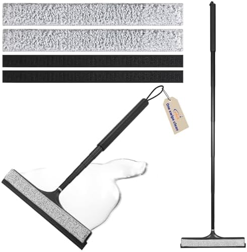 Limpiaparabrisas Wlich para Ducha con Mango Largo, Squeegee Telescópico para Cristales, Baño, Espejos y Pisos, Incluye Paños Reemplazables y Lavables - imagen 1