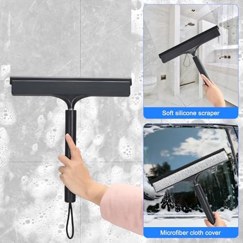 Limpiaparabrisas Wlich para Ducha con Mango Largo, Squeegee Telescópico para Cristales, Baño, Espejos y Pisos, Incluye Paños Reemplazables y Lavables - imagen 2