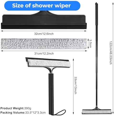 Limpiaparabrisas Wlich para Ducha con Mango Largo, Squeegee Telescópico para Cristales, Baño, Espejos y Pisos, Incluye Paños Reemplazables y Lavables - imagen 3