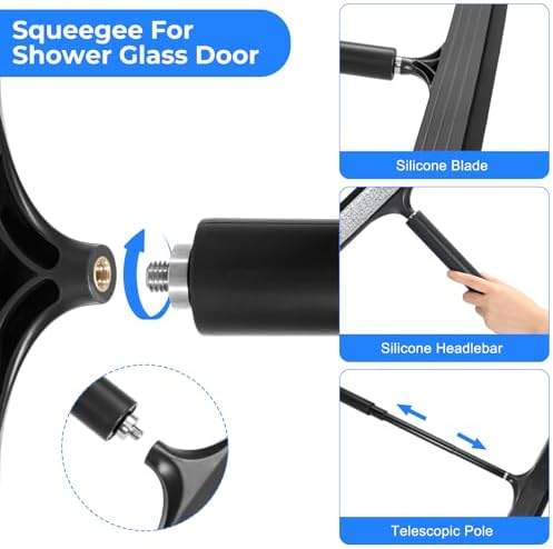 Limpiaparabrisas Wlich para Ducha con Mango Largo, Squeegee Telescópico para Cristales, Baño, Espejos y Pisos, Incluye Paños Reemplazables y Lavables - imagen 4