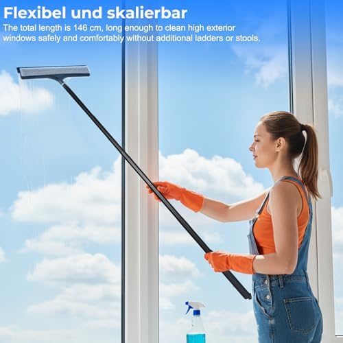 Limpiaparabrisas Wlich para Ducha con Mango Largo, Squeegee Telescópico para Cristales, Baño, Espejos y Pisos, Incluye Paños Reemplazables y Lavables - imagen 5