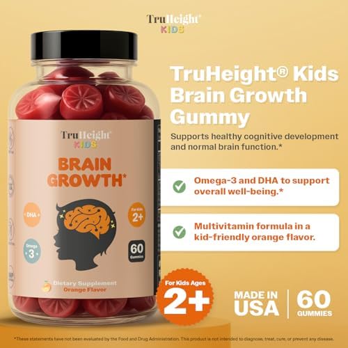 Gomitas TruHeight para el Crecimiento Cerebral de Niños (Naranja, 2 años en adelante) - Vitaminas Naturales Omega 3 para el Desarrollo Mental y la - imagen 2