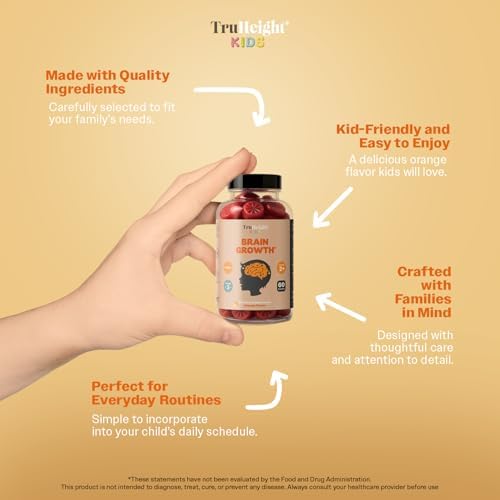 Gomitas TruHeight para el Crecimiento Cerebral de Niños (Naranja, 2 años en adelante) - Vitaminas Naturales Omega 3 para el Desarrollo Mental y la - imagen 3