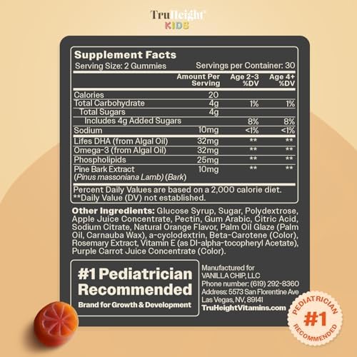 Gomitas TruHeight para el Crecimiento Cerebral de Niños (Naranja, 2 años en adelante) - Vitaminas Naturales Omega 3 para el Desarrollo Mental y la - imagen 6