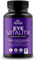 Suplemento de Vitaminas para los Ojos HerbaMe con Luteína, Arándano, Beta Caroteno, L-Taurina, Zinc y Quercetina, 90 Cápsulas, Apoya la Salud Visual - imagen 1