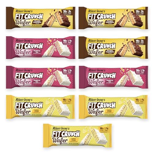Barras de Proteína FITCRUNCH Wafer, 16g de Proteína y 1-3g de Azúcar (Paquete Variado de 9 Barras) - imagen 1
