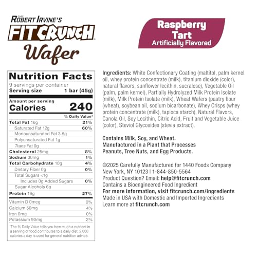 Barras de Proteína FITCRUNCH Wafer, 16g de Proteína y 1-3g de Azúcar (Paquete Variado de 9 Barras) - imagen 4