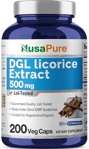 NusaPure Extracto de Regaliz DGL 500 mg 200 Cápsulas Veganas (Vegano, No OGM) - imagen 1