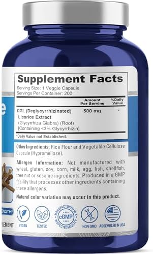 NusaPure Extracto de Regaliz DGL 500 mg 200 Cápsulas Veganas (Vegano, No OGM) - imagen 2
