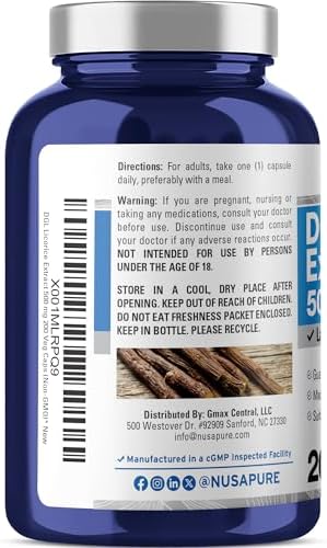 NusaPure Extracto de Regaliz DGL 500 mg 200 Cápsulas Veganas (Vegano, No OGM) - imagen 3