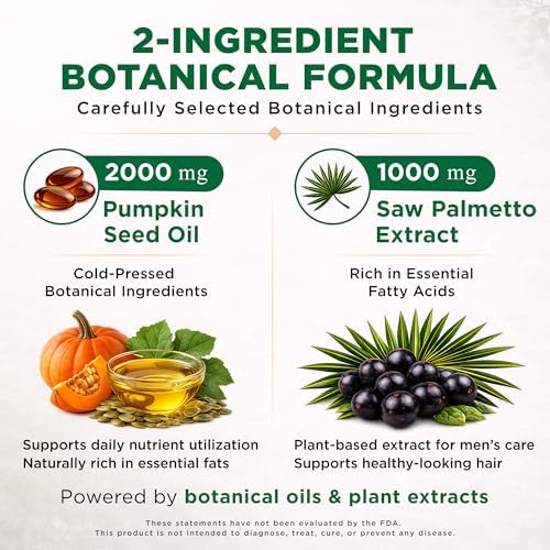 Aceite de Semilla de Calabaza NutraVora con Saw Palmetto para Hombres – Fórmula Botánica de 3000mg, Aceite de Semilla de Calabaza Prensado en Frío – - imagen 4