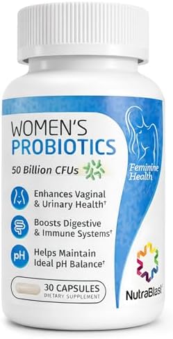 Probióticos Vaginales NutraBlast para Mujeres - Salud Digestiva, Intima y Urinaria - 50 Mil Millones CFU - 6 Cepas, Prebióticos, Extracto de Arándano - imagen 1