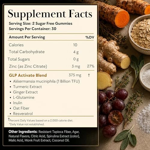 Suplemento GLP-1 8 en 1 para Hombres y Mujeres | Gummy de Apoyo al Hambre y Metabolismo con Akkermansia, Cúrcuma y Resveratrol (Gummy de Mango y Piña) - imagen 4