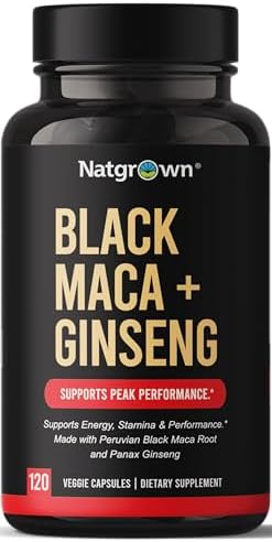 Cápsulas de Maca Negra Natgrown + Ginseng Panax en Polvo 1500 mg - Suplemento Vegano para Hombres y Mujeres (120 Contenido) - imagen 1