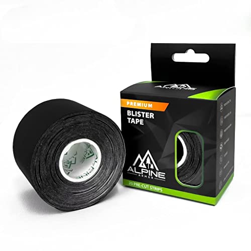 Alpine Armor - Cinta Antampollas Resistente al Clima, 20 Tiras Pre-cortadas Negras de Nylon para Prevención en Deportes y Senderismo - imagen 1