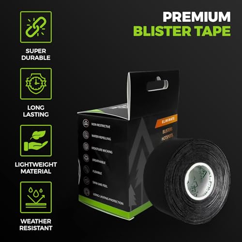 Alpine Armor - Cinta Antampollas Resistente al Clima, 20 Tiras Pre-cortadas Negras de Nylon para Prevención en Deportes y Senderismo - imagen 4