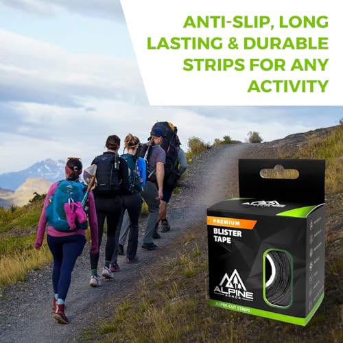 Alpine Armor - Cinta Antampollas Resistente al Clima, 20 Tiras Pre-cortadas Negras de Nylon para Prevención en Deportes y Senderismo - imagen 6