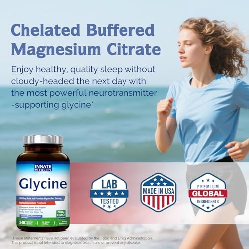 Suplementos de Glicina Innate Vitality, 3000mg por Porción, Forma Bioavailable, Sueño, Relajación, Producción de Colágeno y Glutatión, 240 Cápsulas - imagen 5