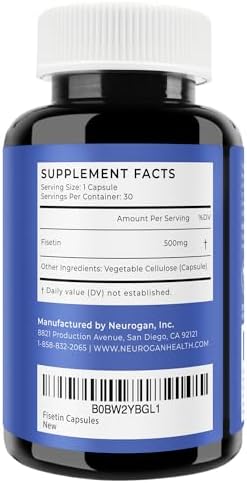 Suplemento de Fisetina Neurogan 500MG - 30 Cápsulas 98% Puro | Antienvejecimiento y Salud Cerebral | Suplementos para Memoria y Concentración, - imagen 2