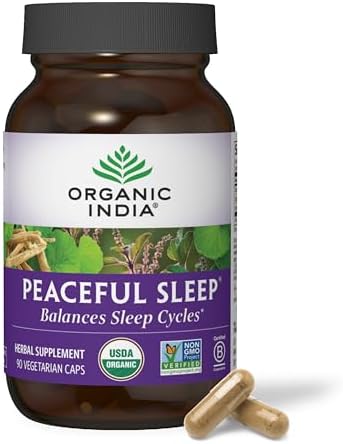 Suplemento Herbal ORGANIC INDIA para un Sueño Pacífico - Ayuda Natural para Dormir Profundamente, Sin Melatonina, Apoya el Ritmo Circadiano, Orgánico - imagen 1
