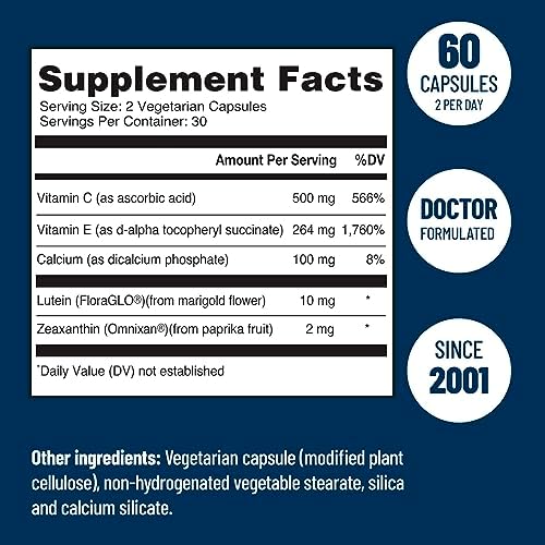 Vitaminas para los Ojos Zinc Free AREDS 2 - Vitaminas Oculares con Zeaxantina y Luteína - VCaps Sin Soja - Sin Zinc ni Cobre - imagen 7