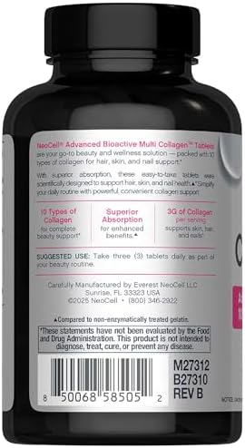 NeoCell Super Multi Colágeno Péptidos | 120 Tabletas | 10 Tipos de Colágeno | Suplemento de Belleza para Piel, Cabello y Uñas | Para Hombres y Mujeres - imagen 3