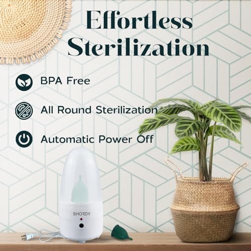 Copa Menstrual SHORDY y Esterilizador de Vapor para Principiantes - Kit de 2 Copas (Pequeña y Grande) y Limpiador Eléctrico para Flujo Abundante - imagen 4
