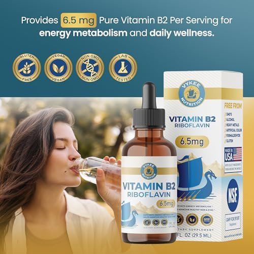 Vykee Nutrition Gotas de Vitamina B2 Riboflavina - Suplemento Líquido para Metabolismo Energético, Función Celular y Soporte Visual - Vegano, No GMO, - imagen 4