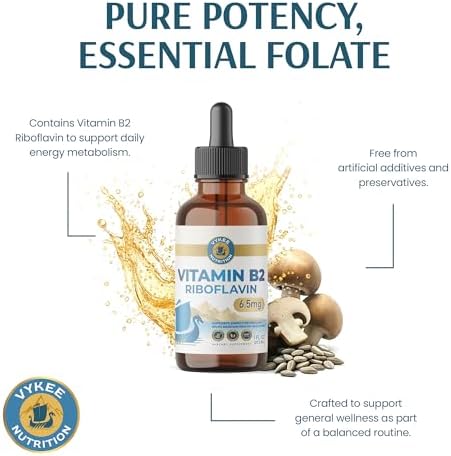 Vykee Nutrition Gotas de Vitamina B2 Riboflavina - Suplemento Líquido para Metabolismo Energético, Función Celular y Soporte Visual - Vegano, No GMO, - imagen 7