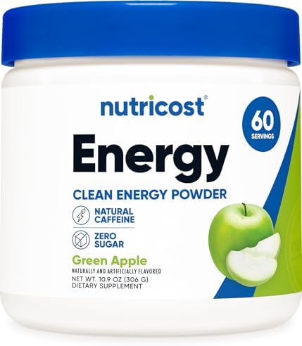 Nutricost Complejo Energético (Manzana Verde) 60 Porciones - Polvo de Energía Limpia, Suplemento Dietético de 300g - imagen 1
