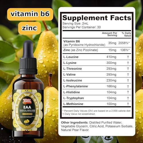 Gotas Líquidas de Aminoácidos Esenciales (EAA) y Suplemento de Soporte Hepático | Fórmula Completa de Recuperación con Vitamina B6 y Zinc, Salud - imagen 2