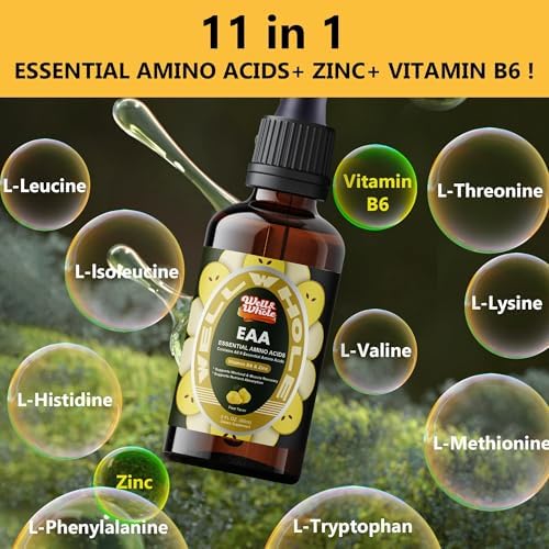 Gotas Líquidas de Aminoácidos Esenciales (EAA) y Suplemento de Soporte Hepático | Fórmula Completa de Recuperación con Vitamina B6 y Zinc, Salud - imagen 3
